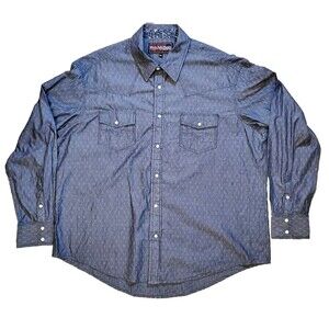 Rock & Roll Cowboy Men's Long Sleeve Pearl Snap Button Up Shirt Size 2XL Gray